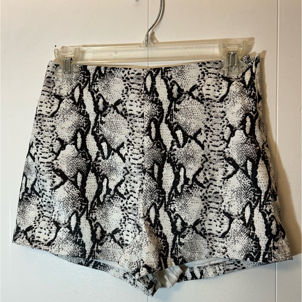 She + Sky Black and White Snake Print Shorts